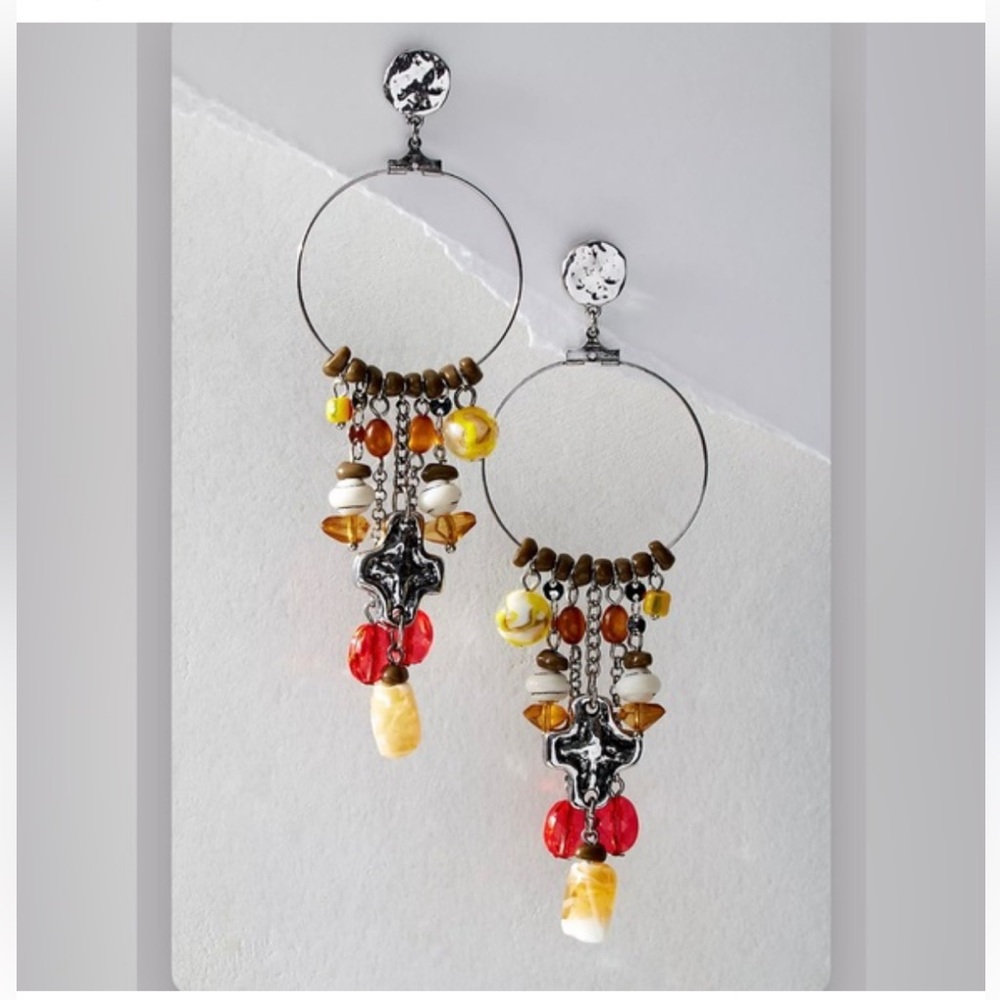 Free People Vibrant Red and Yellow Dangle Earrings